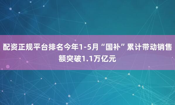 配资正规平台排名今年1-5月“国补”累计带动销售额突破1.1万亿元